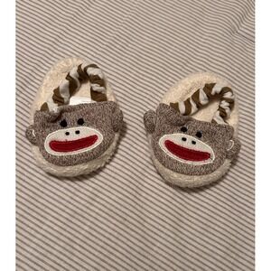 Baby Starters 0-9 Months Sock Monkey Slippers Terry Cloth Slip On Gender Neutral